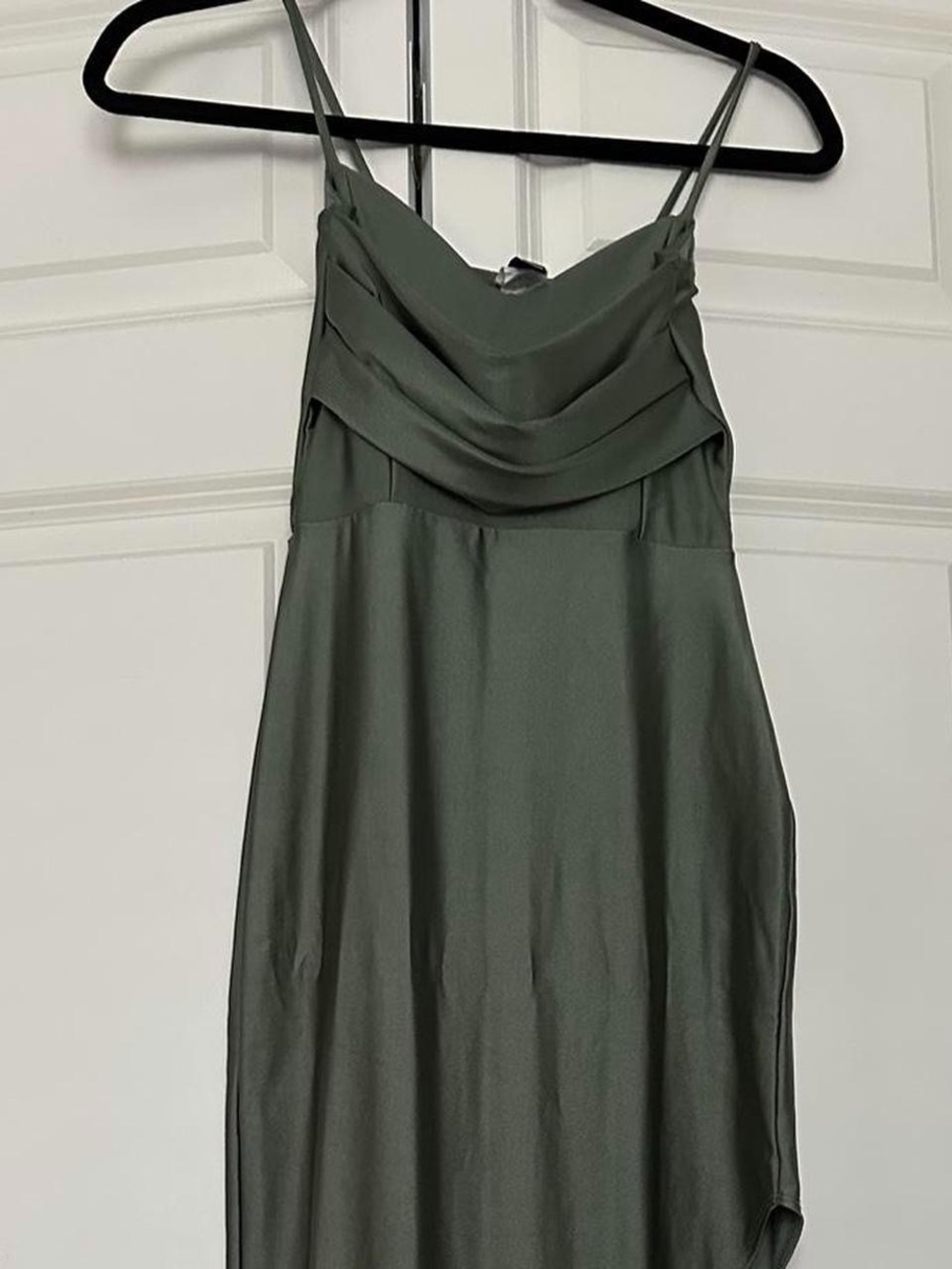 Windsor Olive Green Spaghetti Strap Maxi Dress with High Slit - Picture 4 of 5